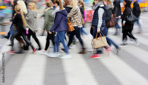 Photography Motion blurred pedestrians crossing street