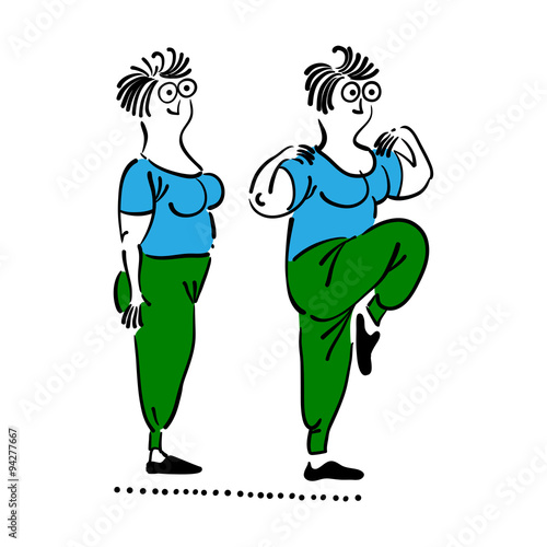 Exercising old woman. Pilates poses set