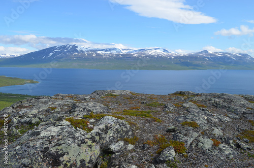 Rocks on top of mountain overlooking lake Tornetr  sk