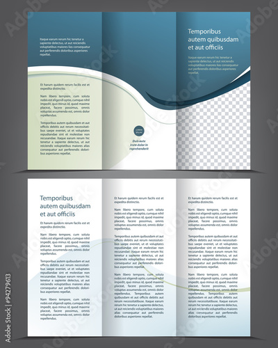 Vector empty tri-fold brochure print template design, trifold booklet or flyer