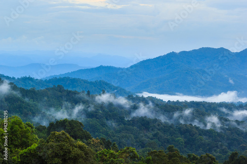 Fog mountain in Wiang Haeng, Chiang Mai, Thailand.