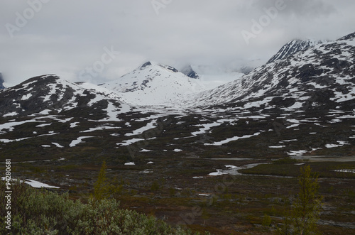 Snowy mountain top in Norwegian mountains, northern Scandes