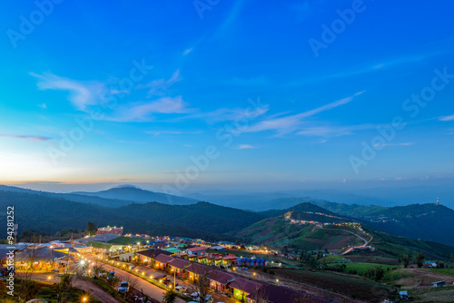 Beautiful landscape on mountain with clouds in sky. Phu tub Berk hill in Thailand.