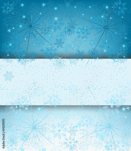 Blue winter snowflakes background