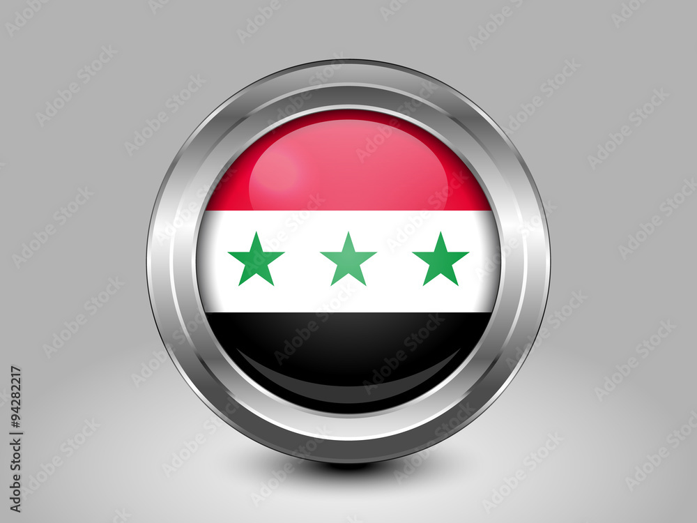 Old Version of Flag of Iraq. Metal Round Icon Old Version of Flag of Iraq. Metal Round Icon