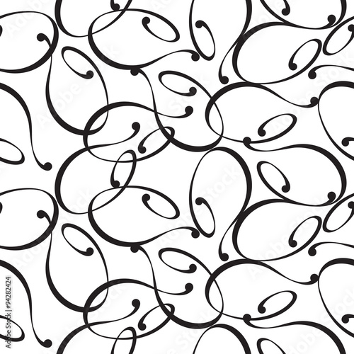 Seamless abstract pattern with curved lines. Black and white
