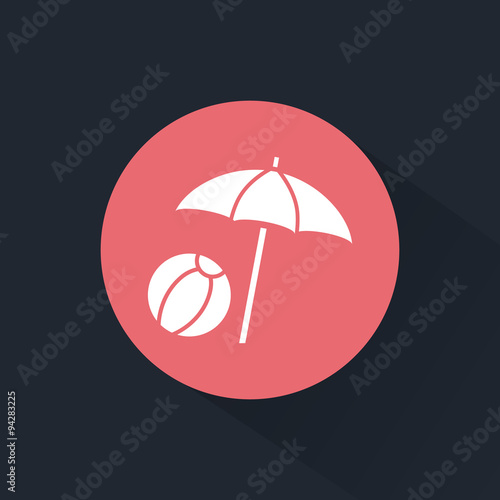 Beach umbrella with ball icon