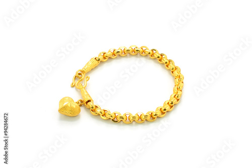 Gold Bracelet isolated on White Background