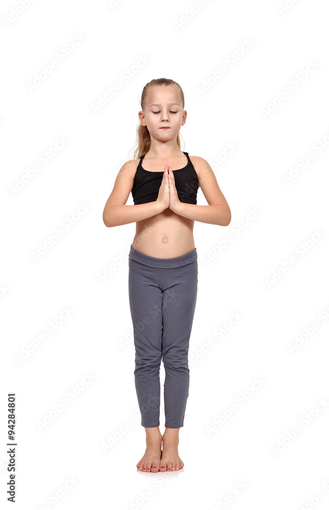 little girl doing namaste little girl doing namaste