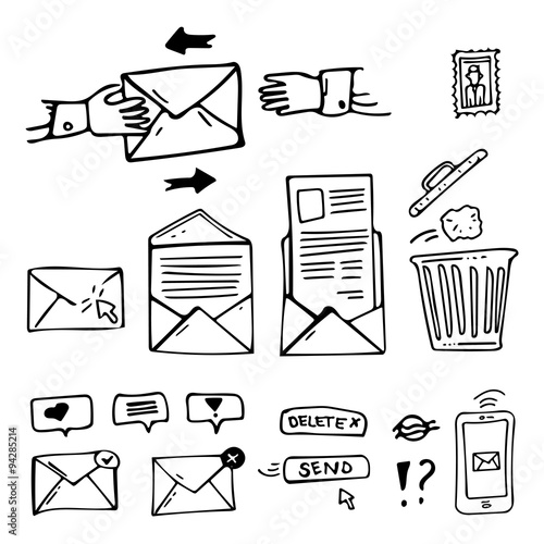 Hand-drawn email mail icon photo