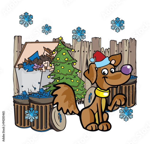 junkyard dog Christmas illustrations