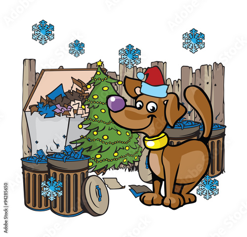 junkyard dog Christmas illustrations