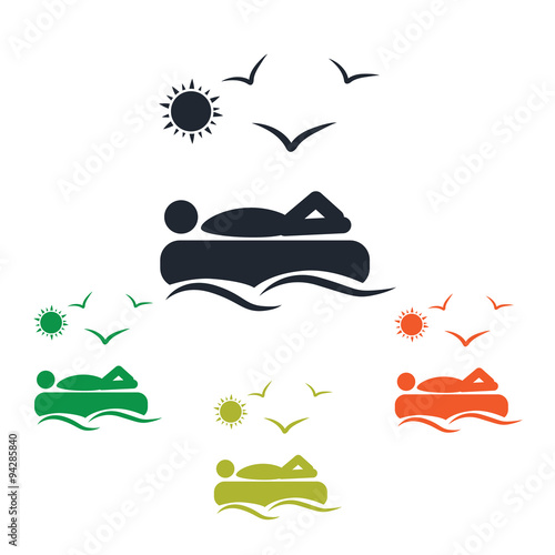 Man on inflatable mattress