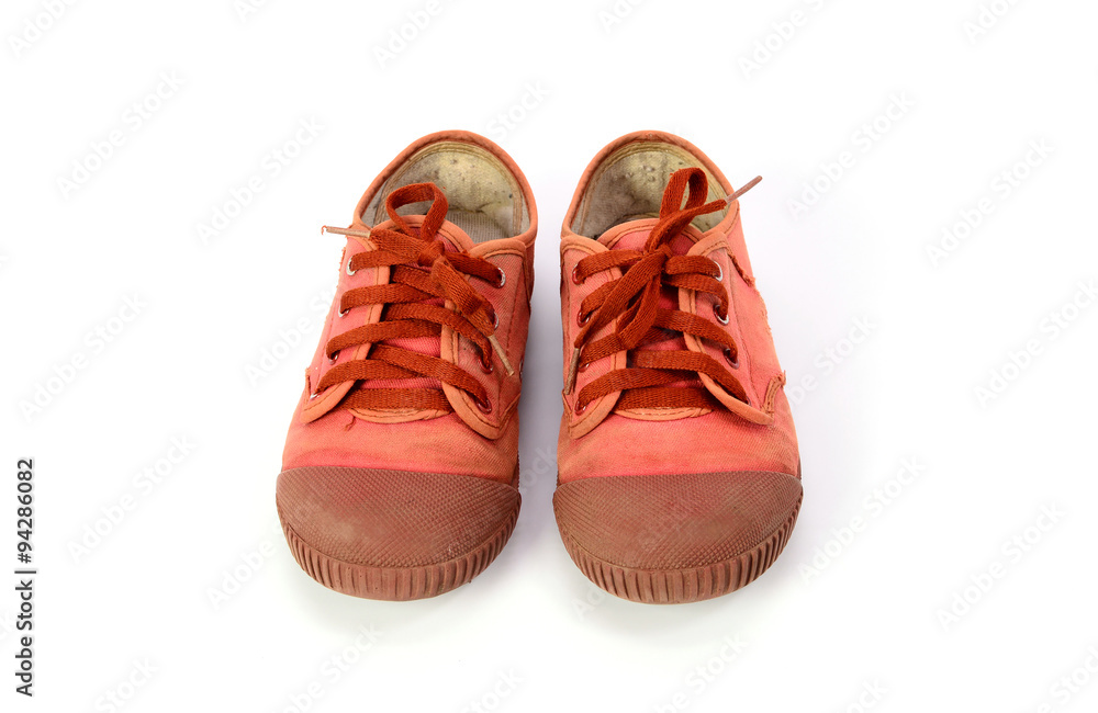 Brown sneakers, Isolated on white background