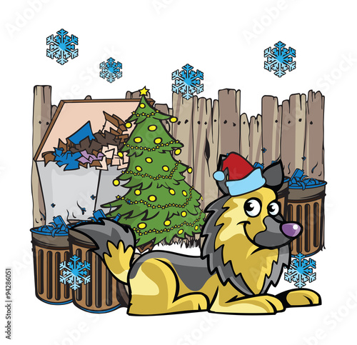 junkyard dog Christmas illustrations