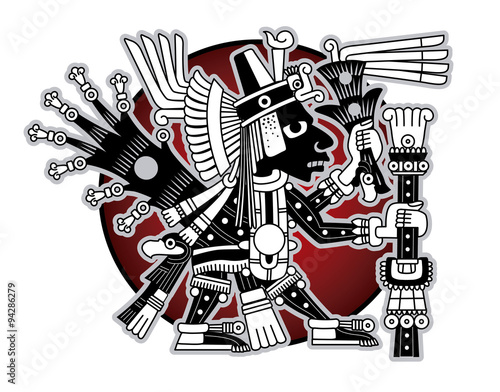 Aztec god of commerce and travelers vector illustration
