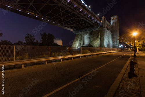 Ben Franklin Bridge at night seen from Camden, New Jersey