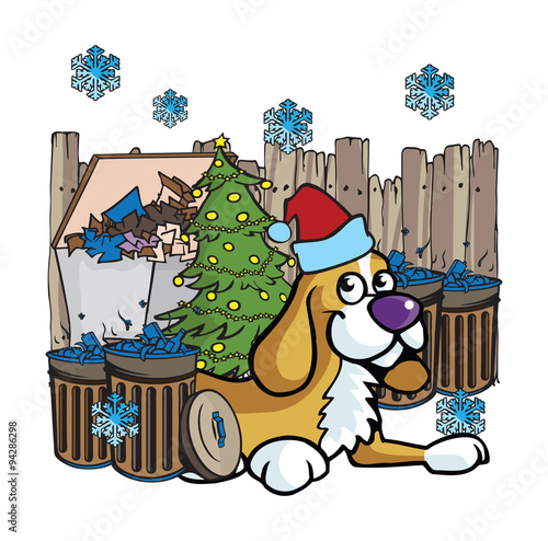 junkyard dog Christmas illustrations