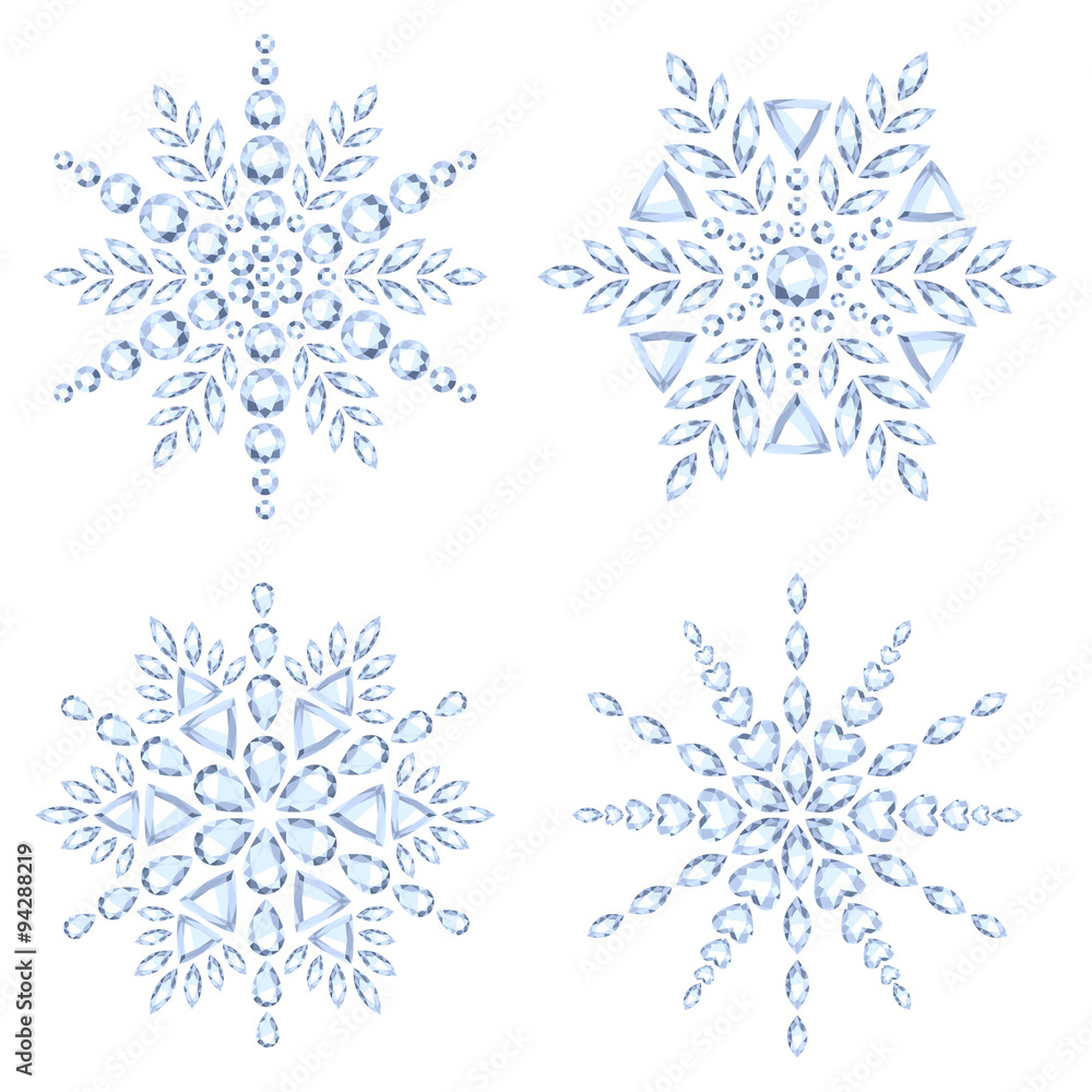Diamond snowflakes set vector illustration. Diamond snowflakes set vector illustration.