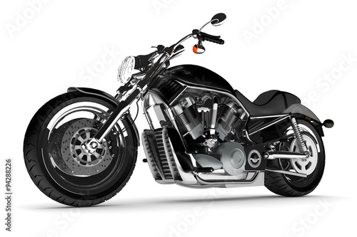 black motorcycle on a white background. © annet999