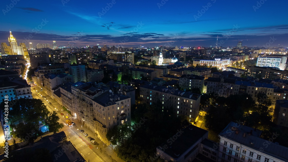 Panoramic view of the building from the roof of center Moscow timelapse, Russia Panoramic view of the building from the roof of center Moscow timelapse, Russia