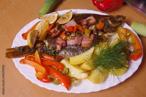 baked  fish flounder photo