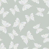 Seamless pattern with butterflies. Summer background. Vintage texture. Light gray backdrop. Vector illustration.