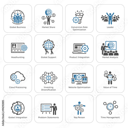Flat Design Business Icons Set.
