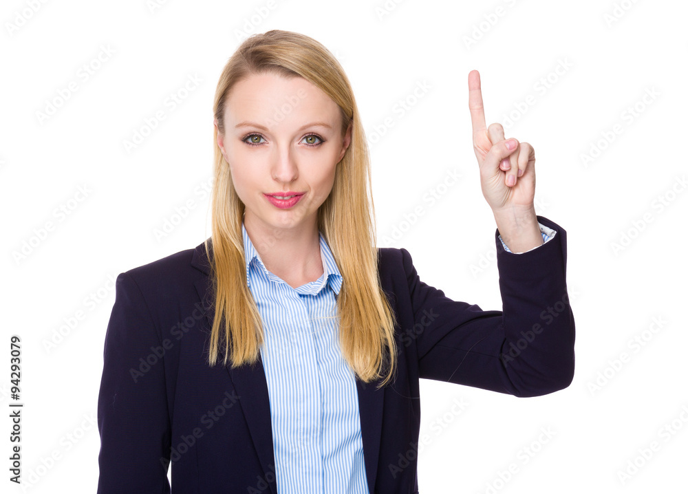 Caucasian Young Businesswoman showing finger up Caucasian Young Businesswoman showing finger up