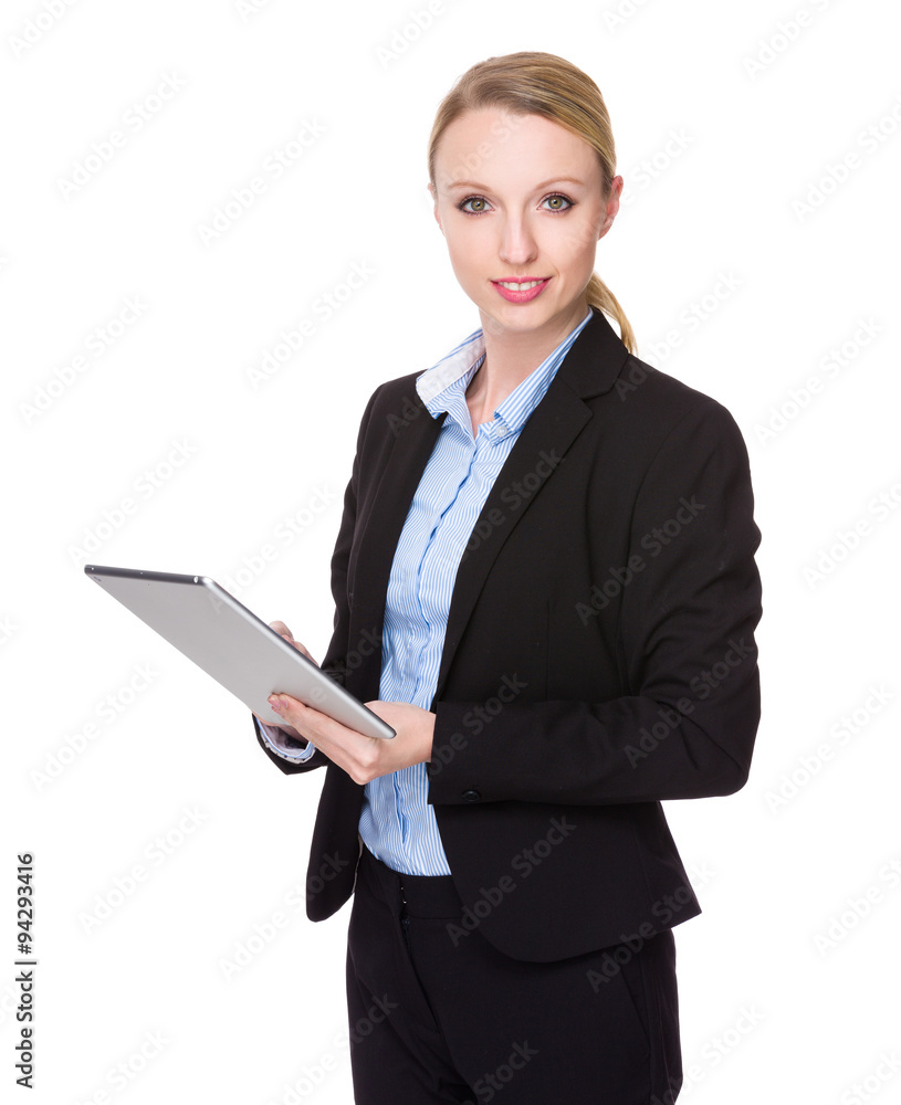 Businesswoman use of the digital tablet pc Businesswoman use of the digital tablet pc
