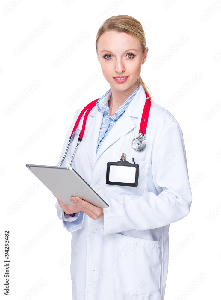 Doctor woman use of the tablet pc Doctor woman use of the tablet pc
