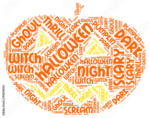 Pumpkin Shaped Colorful Bright Halloween Word Tag Cloud