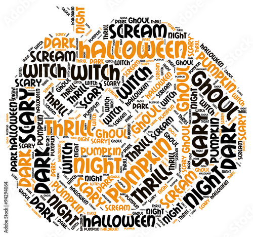 Pumpking Shape Halloween Word Tag Cloud