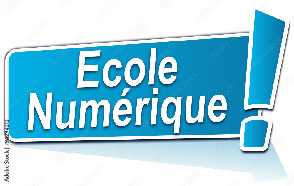école numérique sur étiquette bleue école numérique sur étiquette bleue