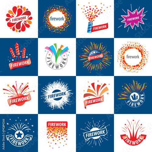 set of vector logos for fireworks