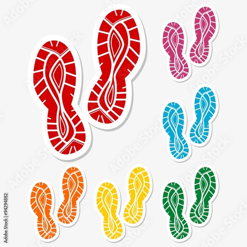 Sport shoe icons stickers set