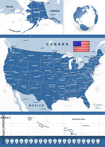 USA map with navigation icons