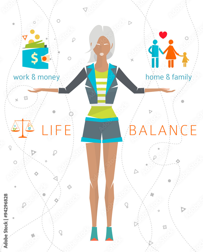 Concept of work and life balance / dividing of human energy between ...