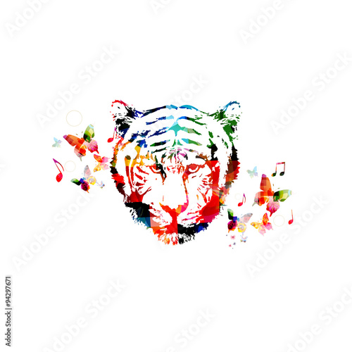 Fototapeta Naklejka Na Ścianę i Meble -  Colorful tiger head close up