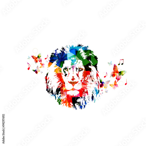 Fototapeta Naklejka Na Ścianę i Meble -  Colorful lion head close up