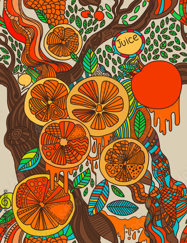 Seamless pattern. Vector oranges design. 