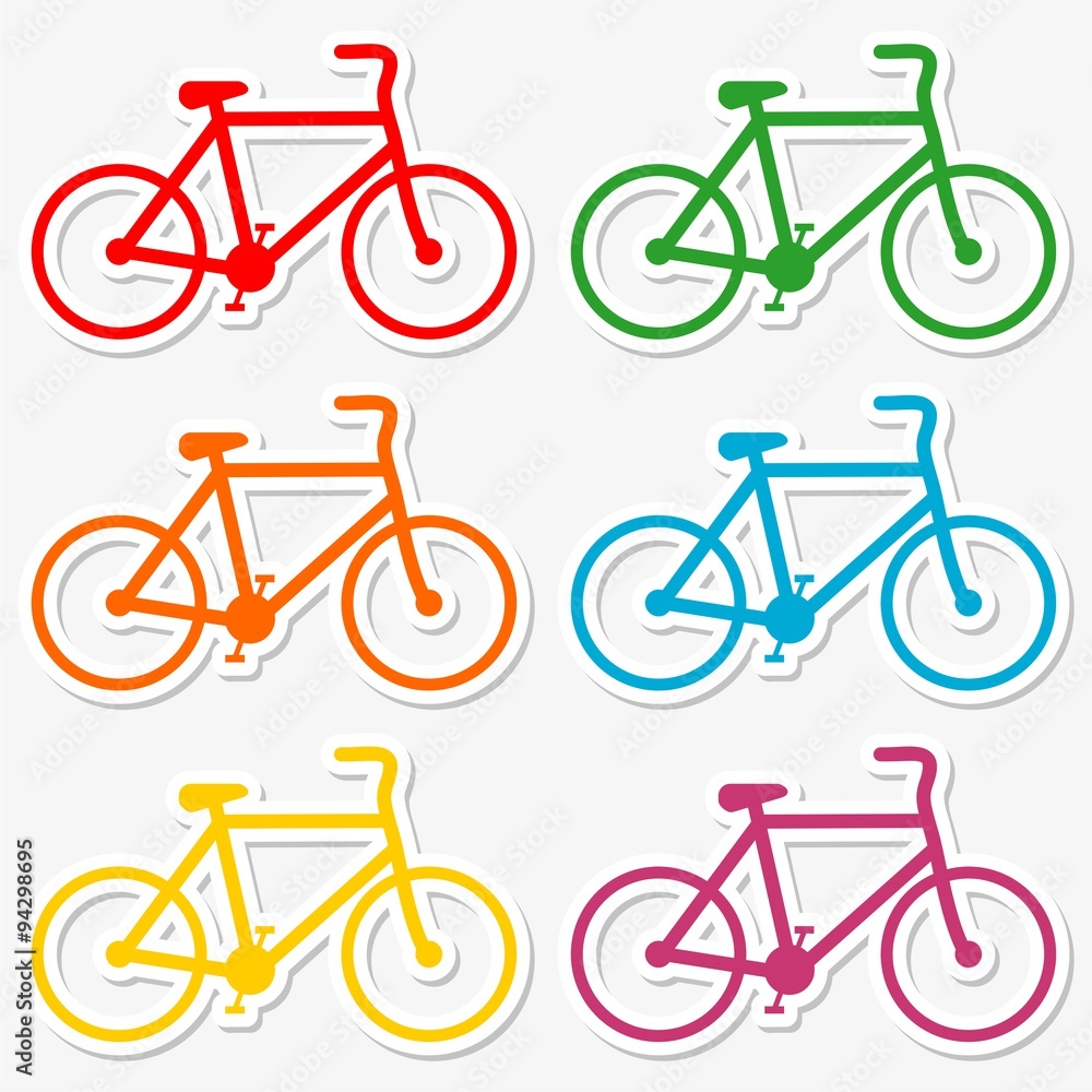 Obraz premium Bicycle sign icons stickers set