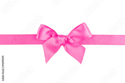 Pink ribbon bow isolated on white