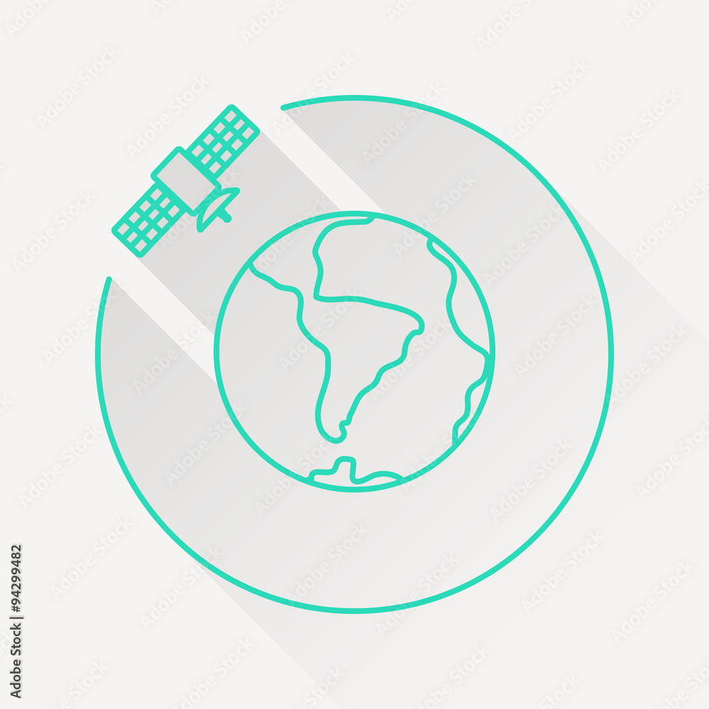 Vector artificial satellite in space, flat icon Vector artificial satellite in space, flat icon