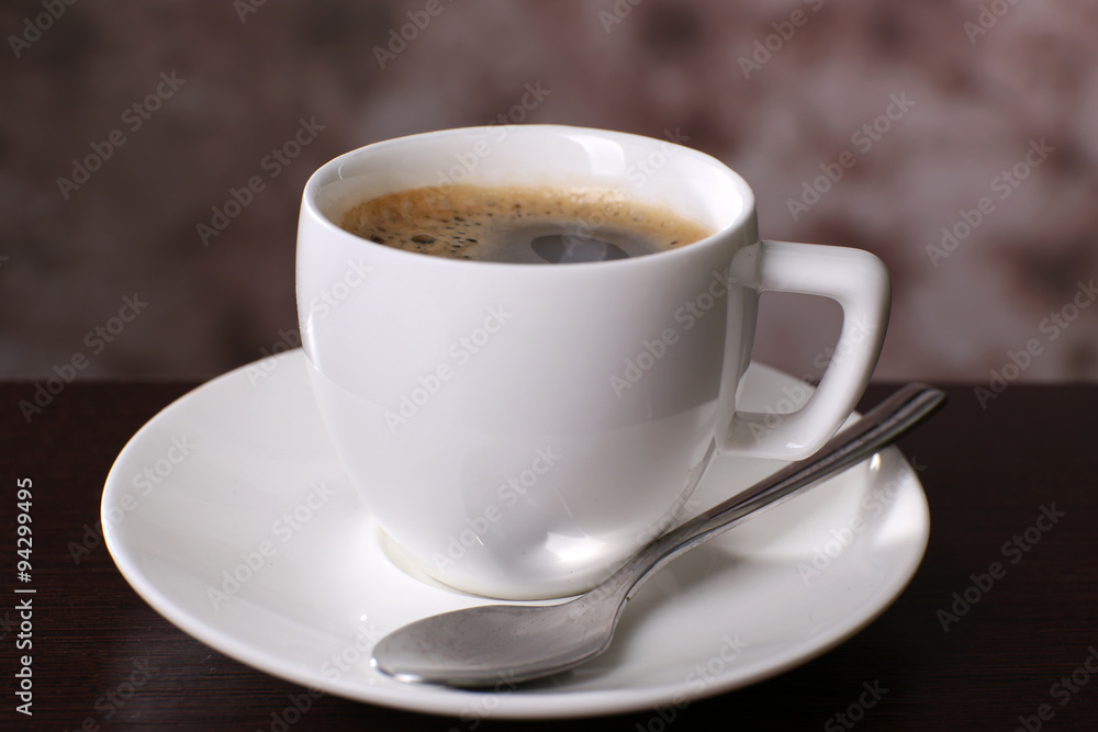 Cup of coffee on table close up Cup of coffee on table close up