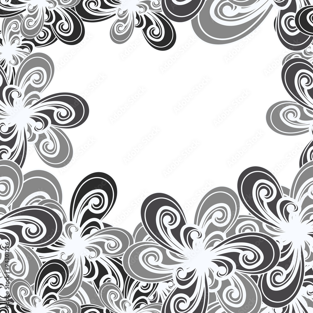 Abstract background. Black and white pattern. Floral seamless ba Abstract background. Black and white pattern. Floral seamless ba