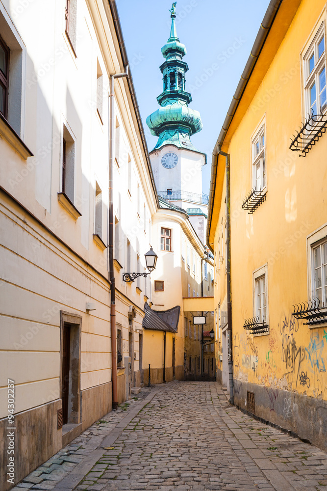 Bastova street and Michael Gate tower, Bratislava
