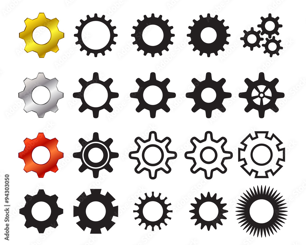 Set of cog icons in many style Set of cog icons in many style