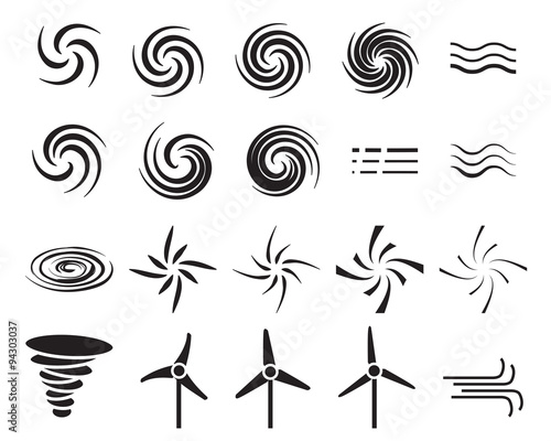 Set of wind icons in many style