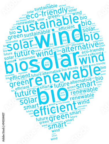 Symbolic Ecological Air Balloon With Sustainable Energy Tag Cloud